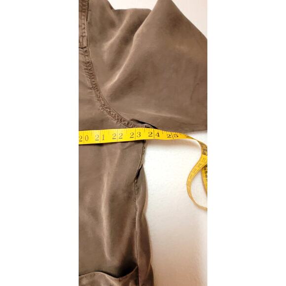 J Jill Short Sleeve Button Front Shirt 2X Tencel Brown Pockets Lagenlook Safari - Picture 4 of 9